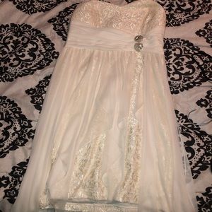 White strapless formal dress